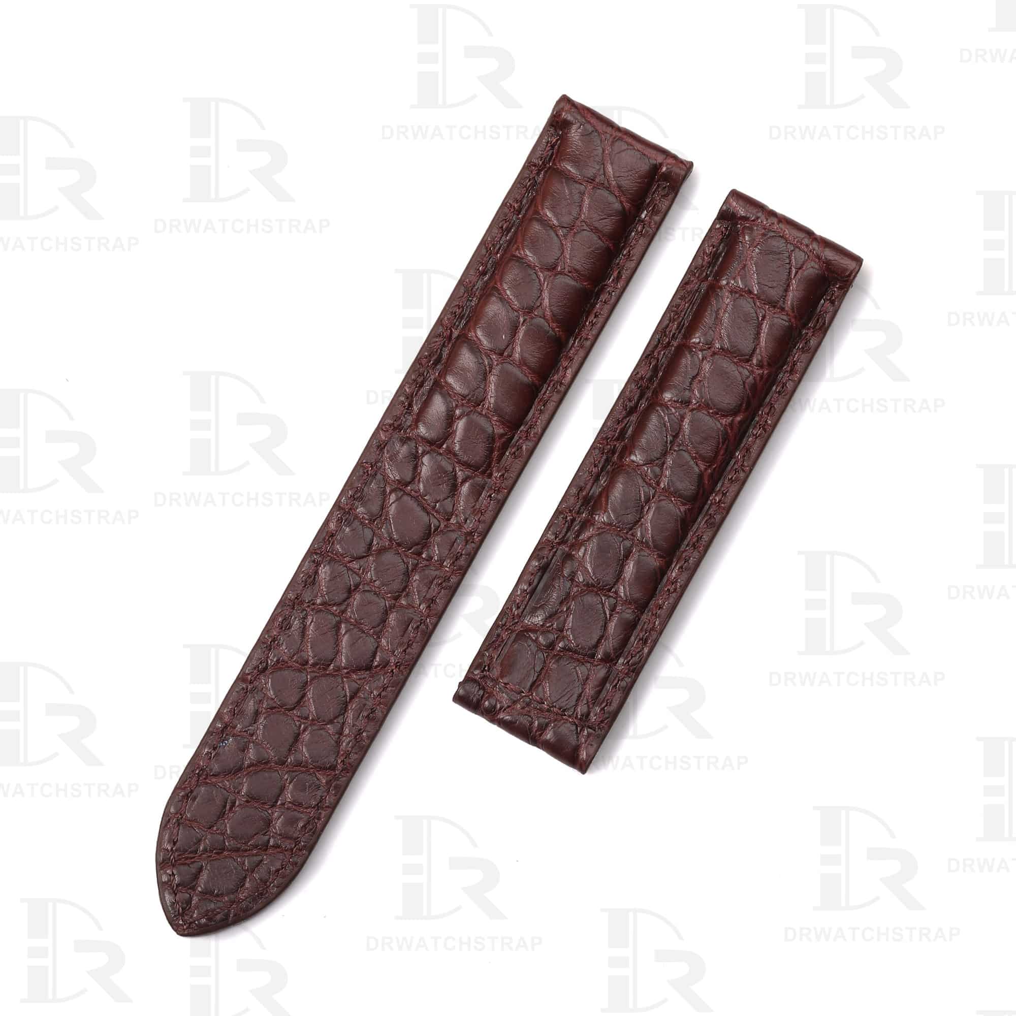 replacement Dark Brown alligator leather strap for for Cartier Tank & Ronde Solo Customized