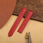 Replacement red round scale alligator strap for Chopard Happy Diamonds ladies watch band