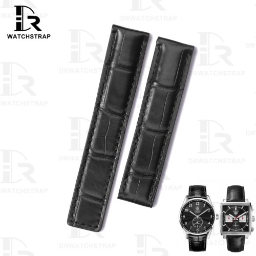 Buy Custom Black alligator leather watch band for Tag Heuer Monaco Carrera Heritage strap (1)