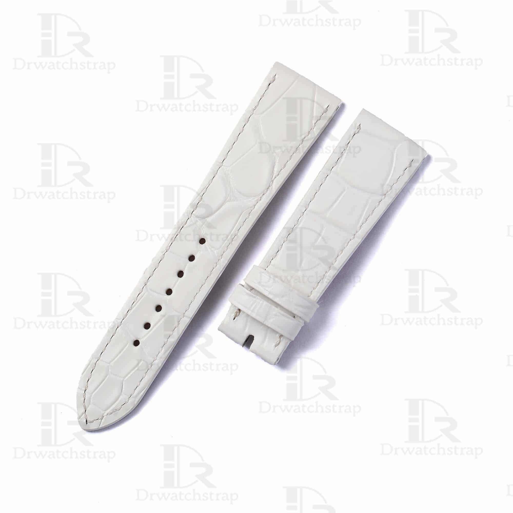 Buy custom Hermes Cape Cod Heure H White leather watchbands 14mm 16mm 19mm 20mm 21mm 23mm replacement for sale