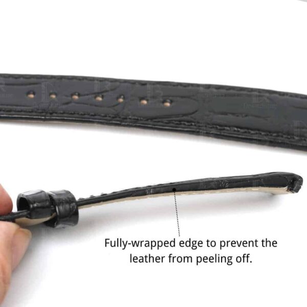 Fully wrapped edge leather watch band