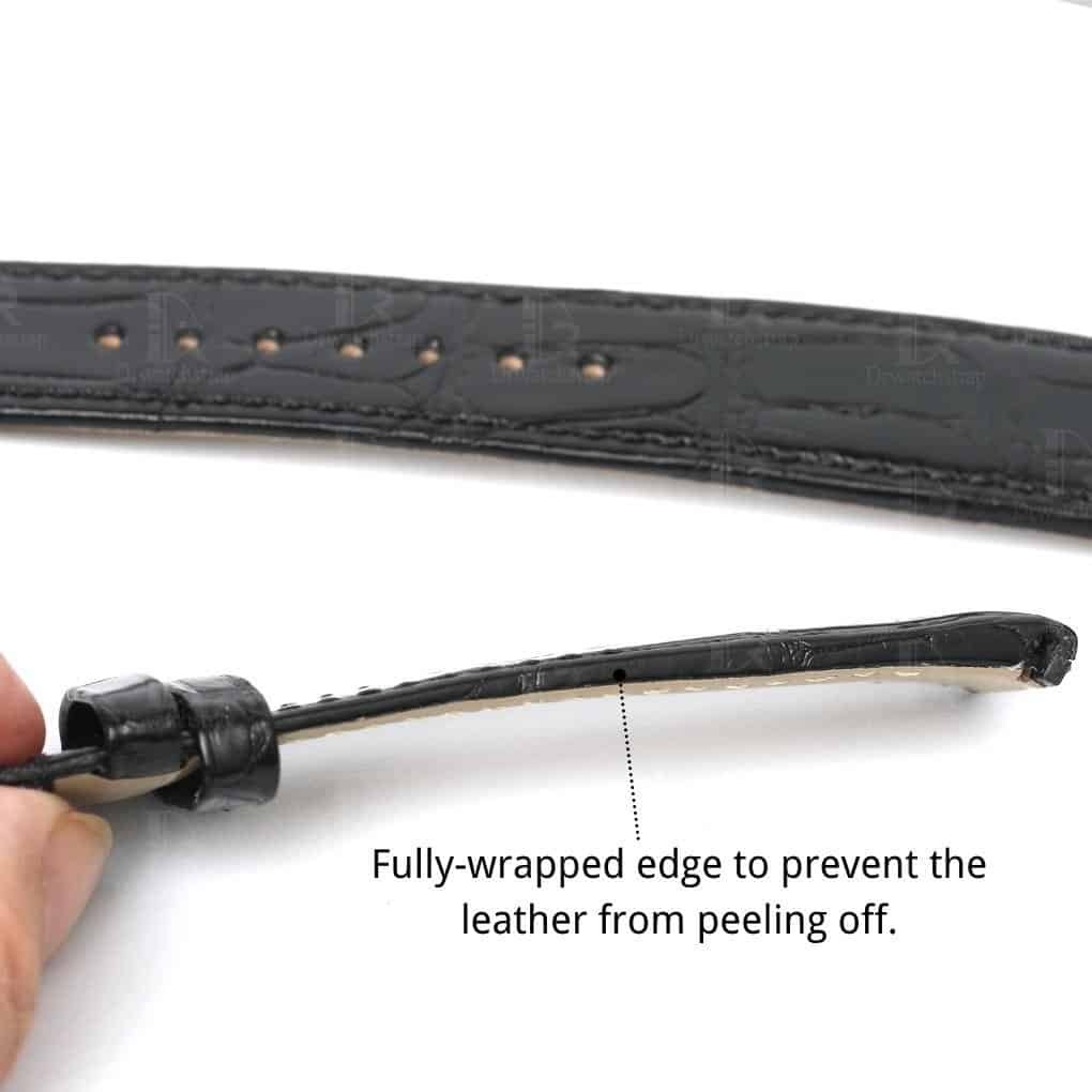 Fully wrapped edge leather watch band