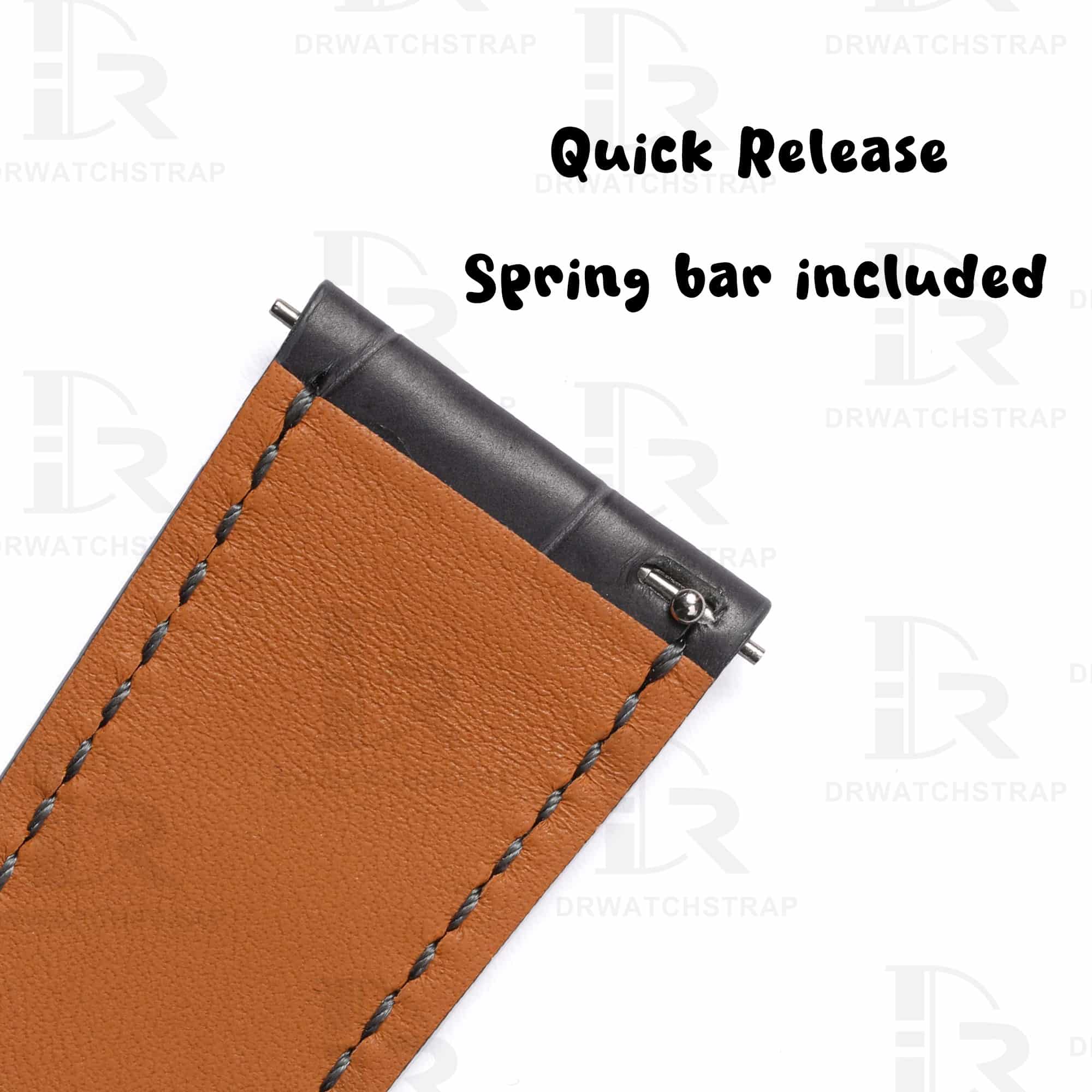 Custom alligator leather watch band for Hermes Cape Cod Heure H Dark Gray strap (3)