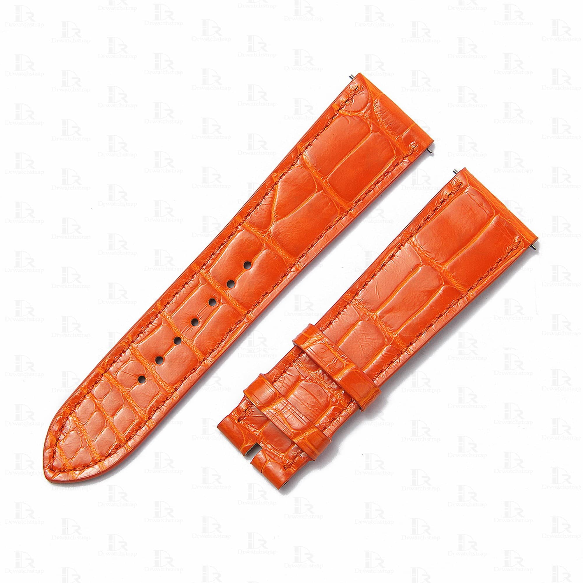 Custom alligator leather watch band for Hermes Cape Cod Heure H orange sport strap