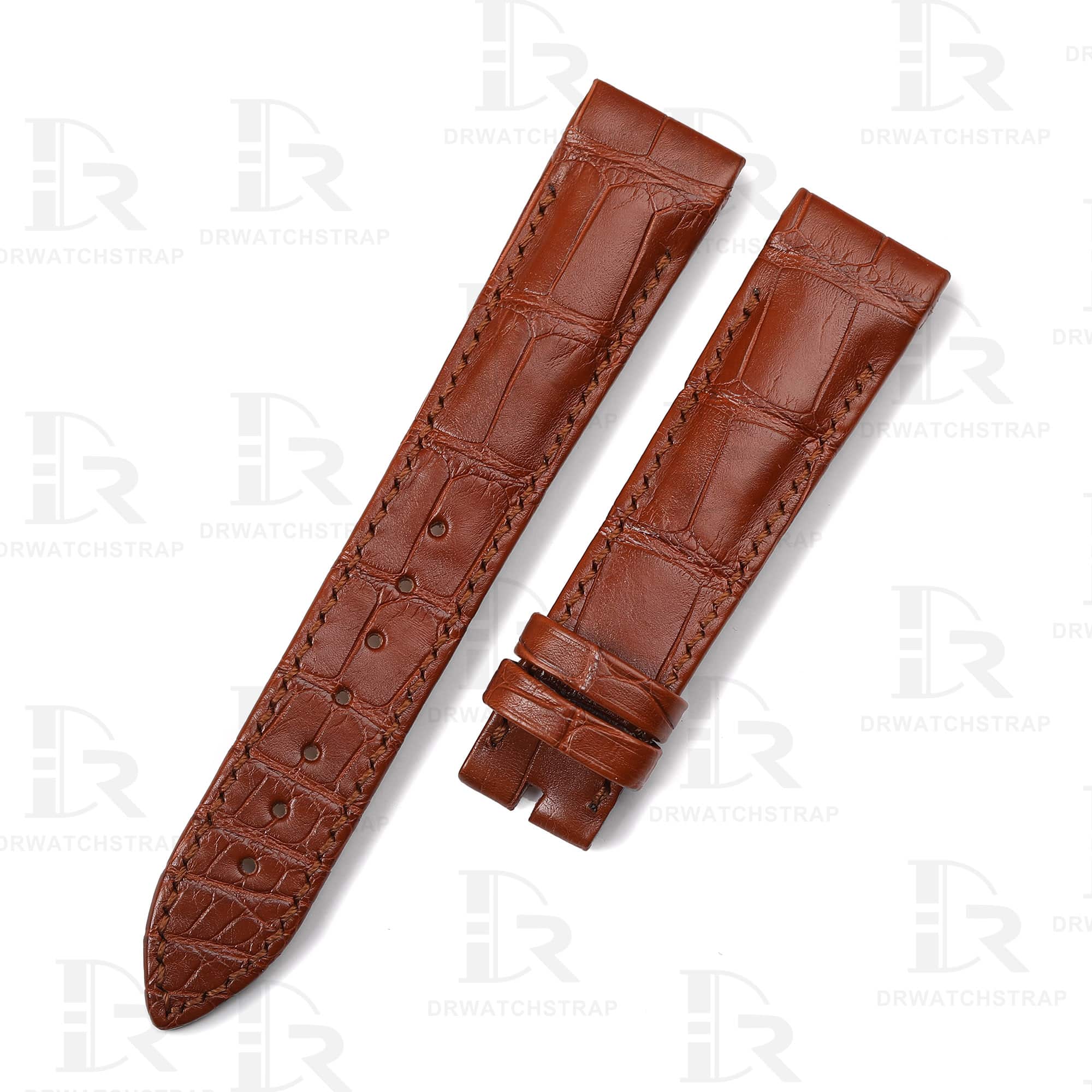 Replacement Aftermarket Brown leather watch band for Franck Muller Conquistador 8006 SC strap