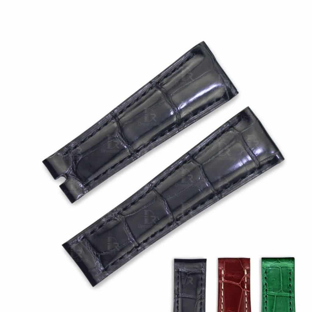 Genuine best quality custom handmade black Grade A alligator crocodile leather watch strap and watch band replacement 20mm fit for rolex daytona luxury watches - Shop the high-end alligator straps online