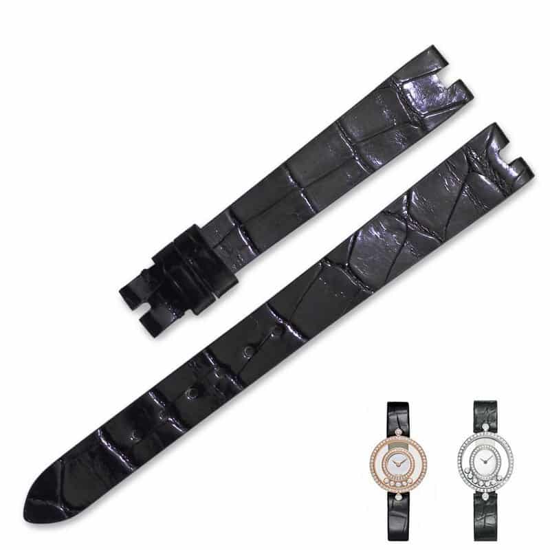 Replacement black Belly-Scale alligator strap for Chopard Happy Diamonds ladies watch band