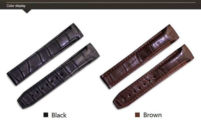 Replacement Omega Deville strap black brown alligator watch band leather replacement