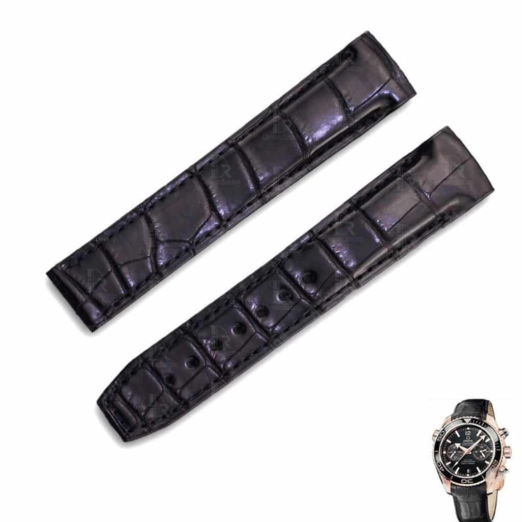 The best custom crocodile Omega watch straps fit for Omega Deville black leather Omega watch band replacement for sale online for women's men's watches