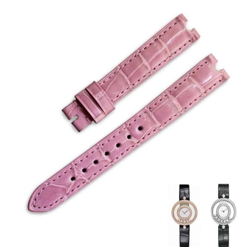 replacement Chopard Happy Diamond strap pink alligator leather want ands