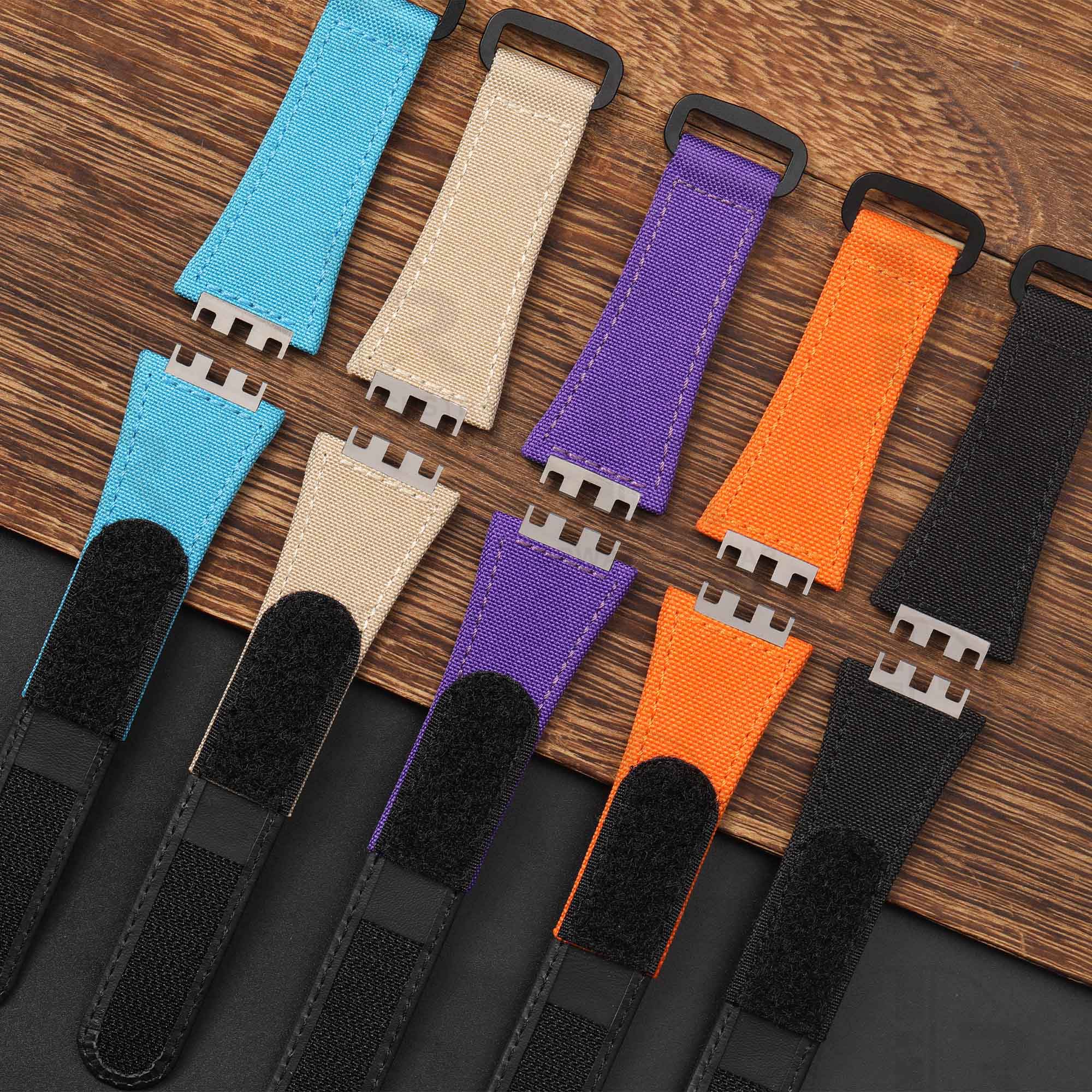 Custom Beige nylon velcro watch band for Hublot Big Bang 642 (2)