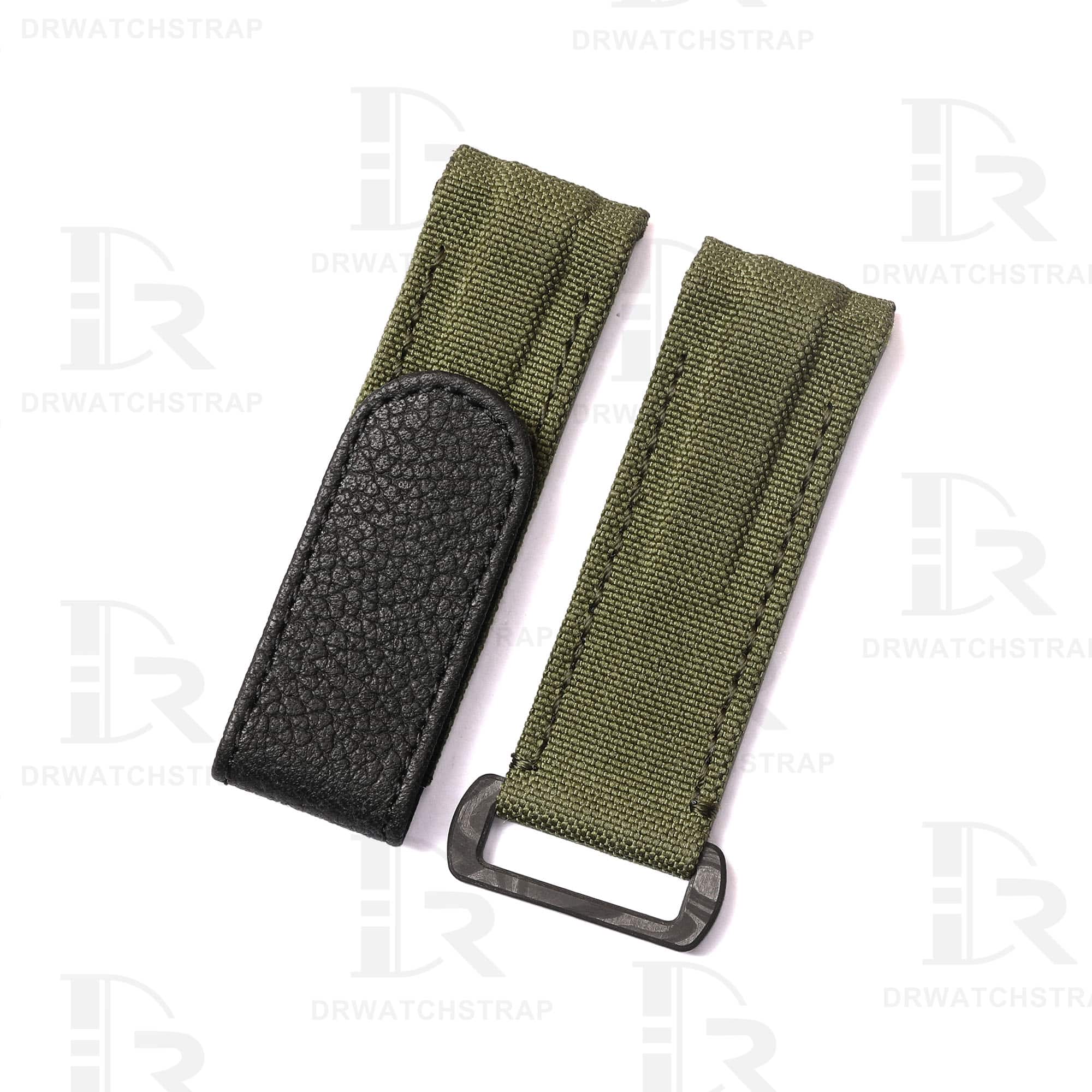 Custom Oliver Green velcro watch band for Rolex DIW Daytona curved end 2 pin spring holes