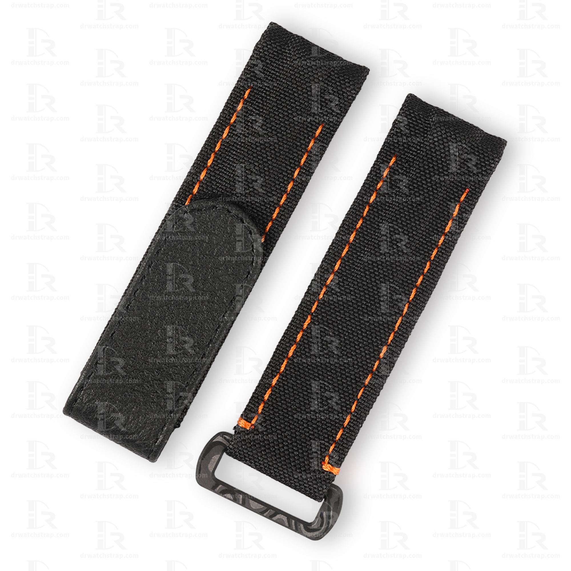 Custom Rolex DIW Daytona 20mm black velcro watch straps curved end with 2 sping bar pin holes