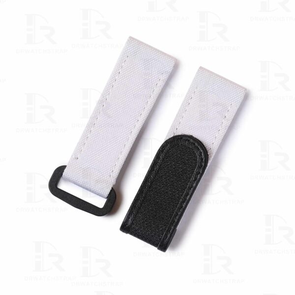 Custom white velcro watch band canvas strap