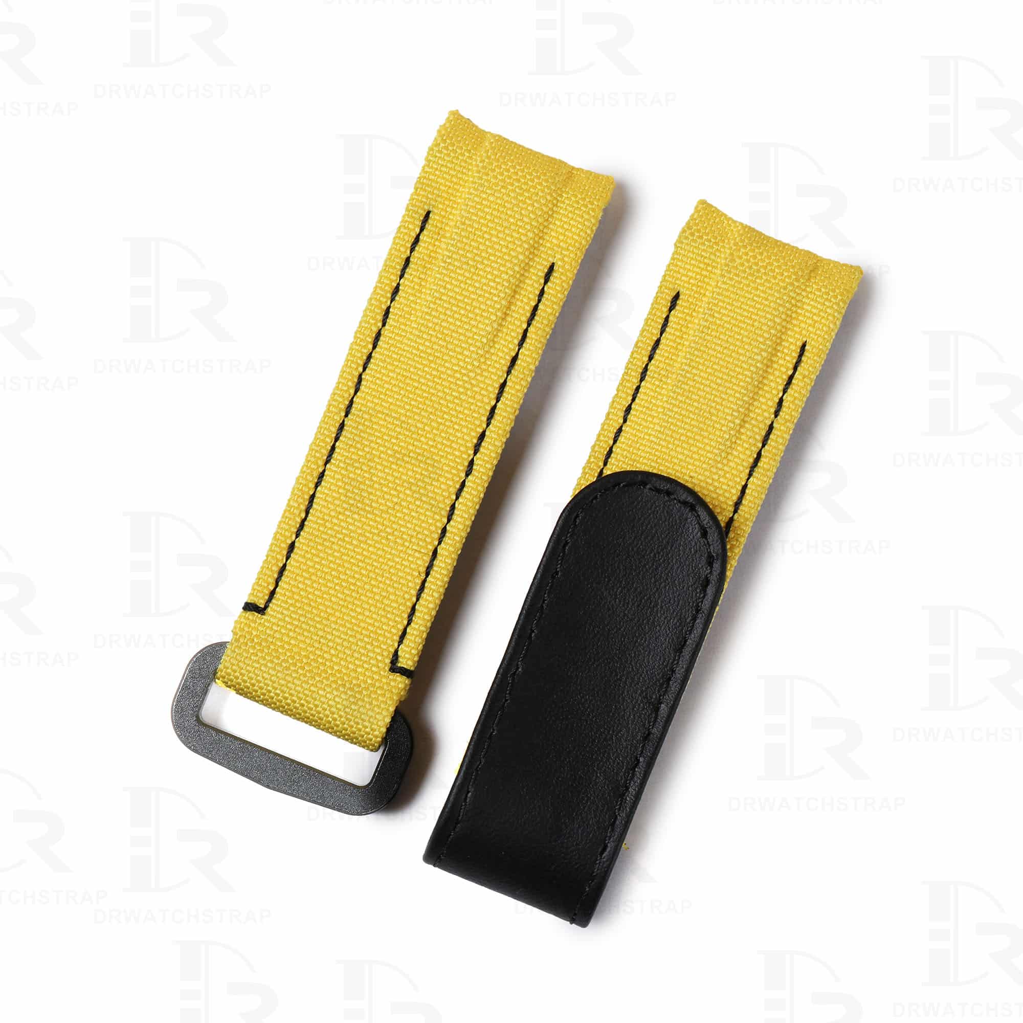 Handmade custom Yellow Nylon velcro strap for Rolex DIW Daytona 2 holes watch bands replacement