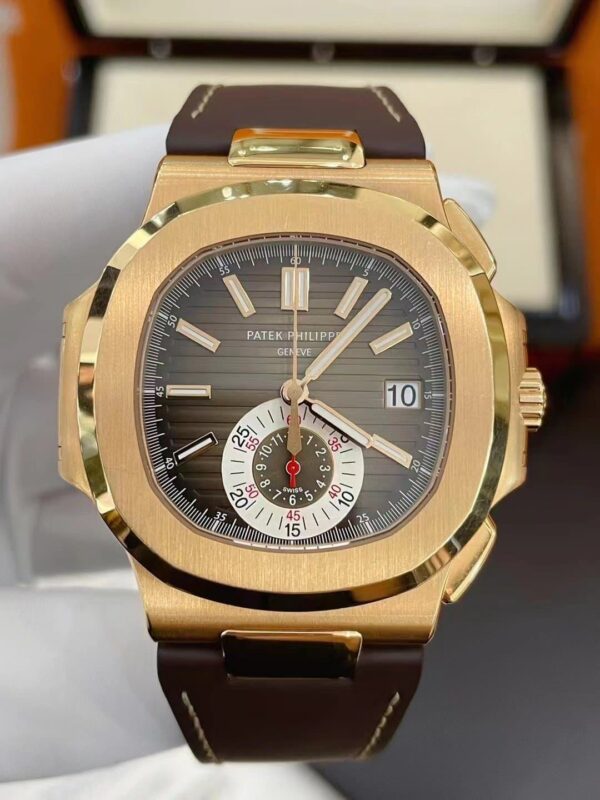 Patek Philippe Nautilus brown calfskin leather strap (1)