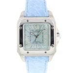 Buy replacement black round scale alligator leather watchband for Cartier Santos 100 strap 21mm 23mm 24mm