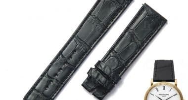 Replacement Black Alligator leather watch band Patek Philippe Calatrava 5116 5119 5120 5296 strap for sale