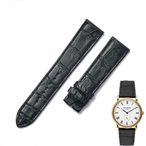 Replacement Black Alligator leather watch band Patek Philippe Calatrava 5116 5119 5120 5296 strap for sale Replacement Black Alligator leather watch band Patek Philippe Calatrava 5116 5119 5120 5296 strap for sale
