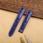 Custom handmade best quality replacement Blue America Alligator Leather Cartier Santos 100 watch straps and watch bands Cartier Santos 100 Midsize Large Chronograph XL size watches - OEM aftermarket high-end leather watchbands online at a low price