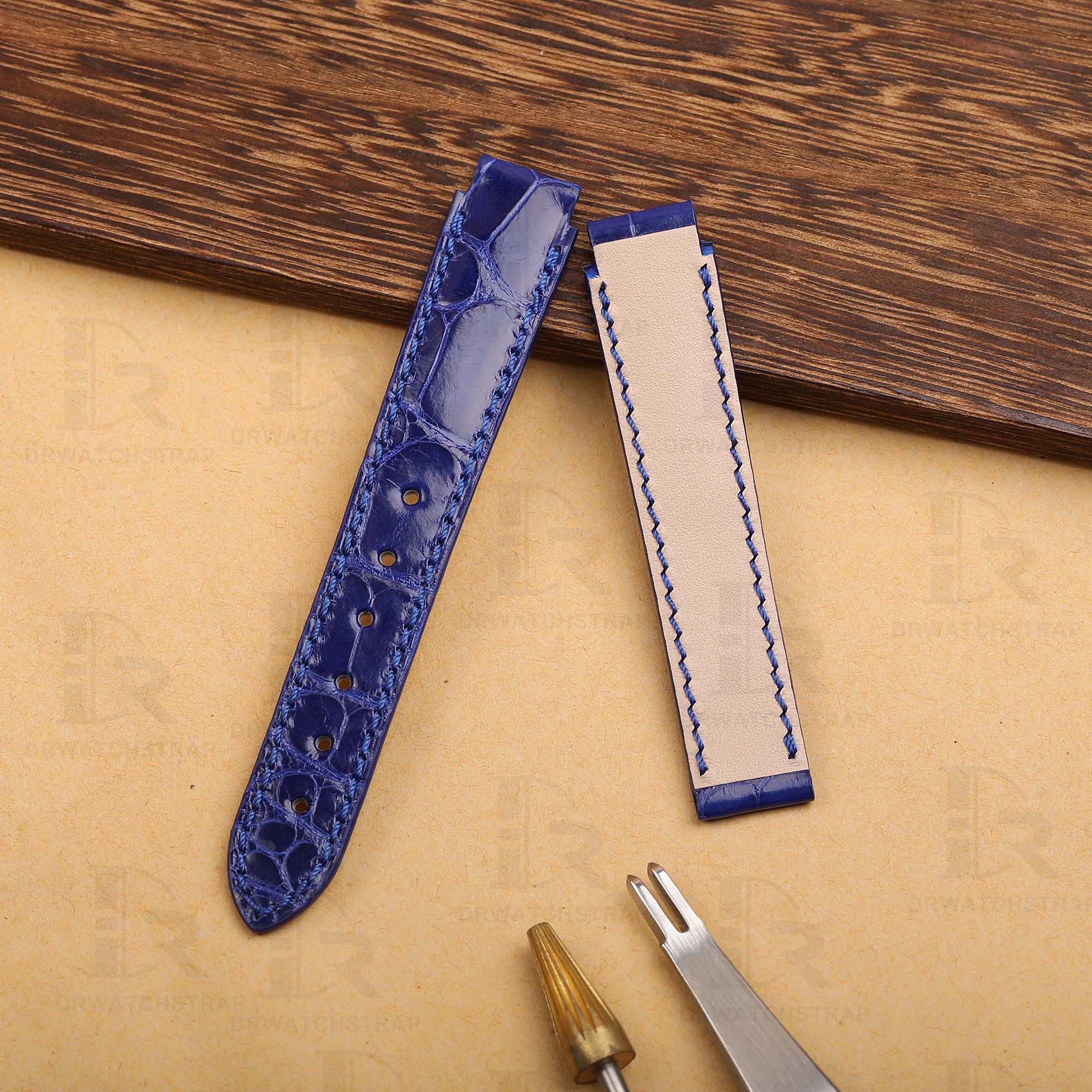 Buy Custom Chopard La Strada diamond Blue Alligator leather strap low price watch straps (1)