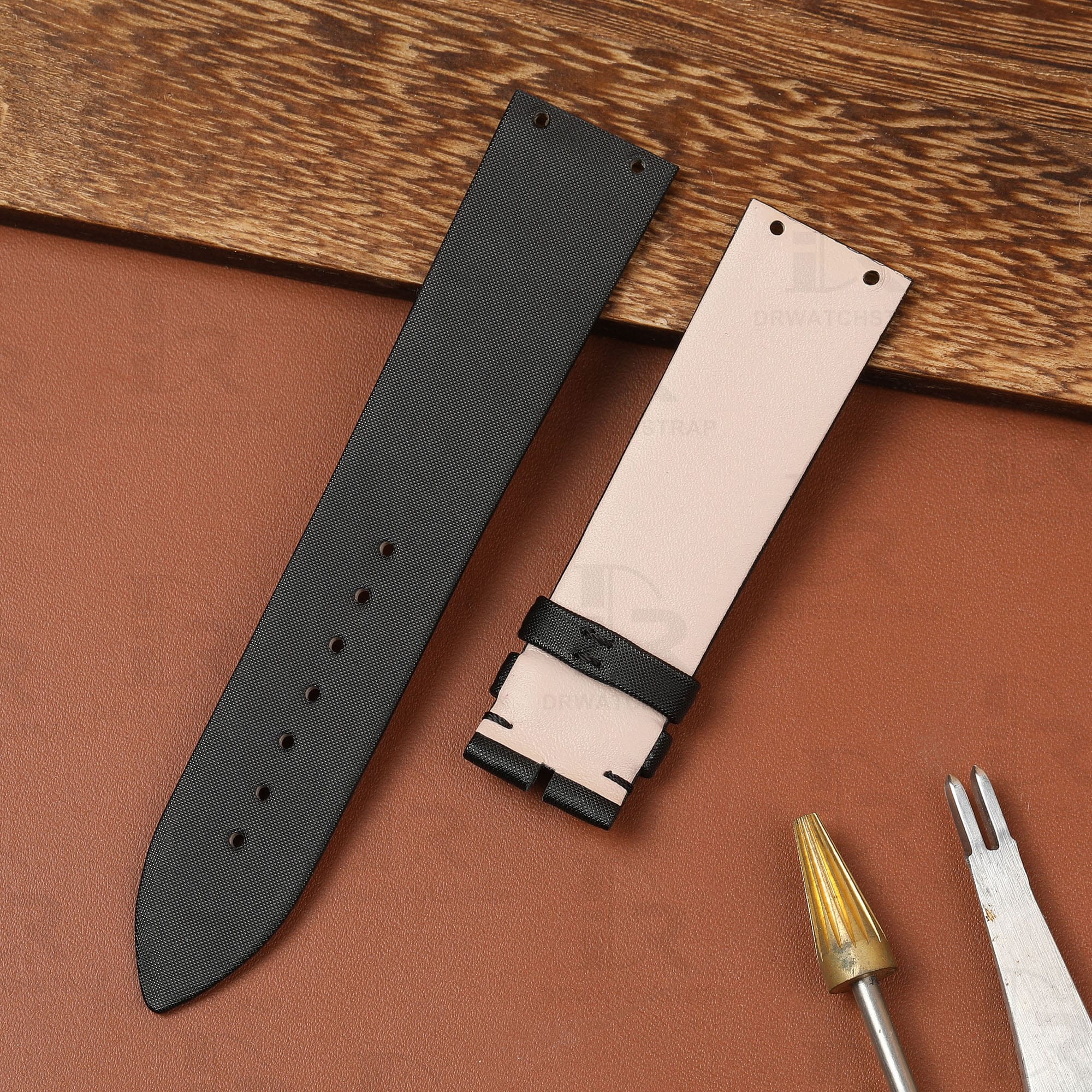 Custom Piaget Limelight Magic Hour Black satin Watch Strap 20mm handmade for sale (2)