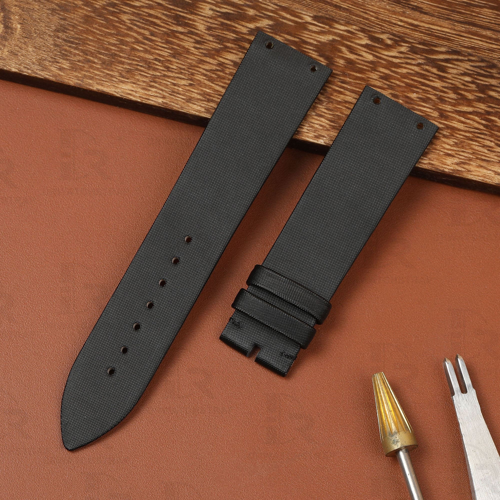 Custom Piaget Limelight Magic Hour Black satin Watch Strap 20mm handmade for sale (3)