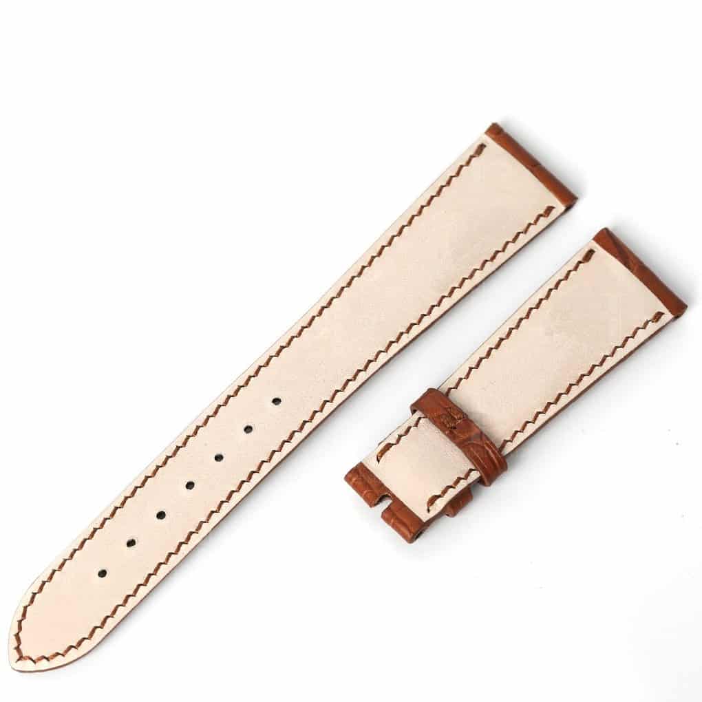 Custom High-end best quality Belly-scale alligator crocodile dark brown curved end leather watch band and watch strap replacement for Rolex Cellini Moonphase 20mm watches - Shop Rolex leather watch straps online at a low price