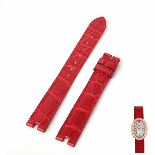 Custom-alligator-leather-strap-for-Cartier-Baignoire-ladies-watch strap Genuine custom best quality American Alligator Red Belly-scale custom leather Cartier straps and watch bands replacement for Cartier la Baignoire Allongée, Vintage, Bathtub, Benoit Baignoir Mini, Large, XL watch strap and watch band at low price