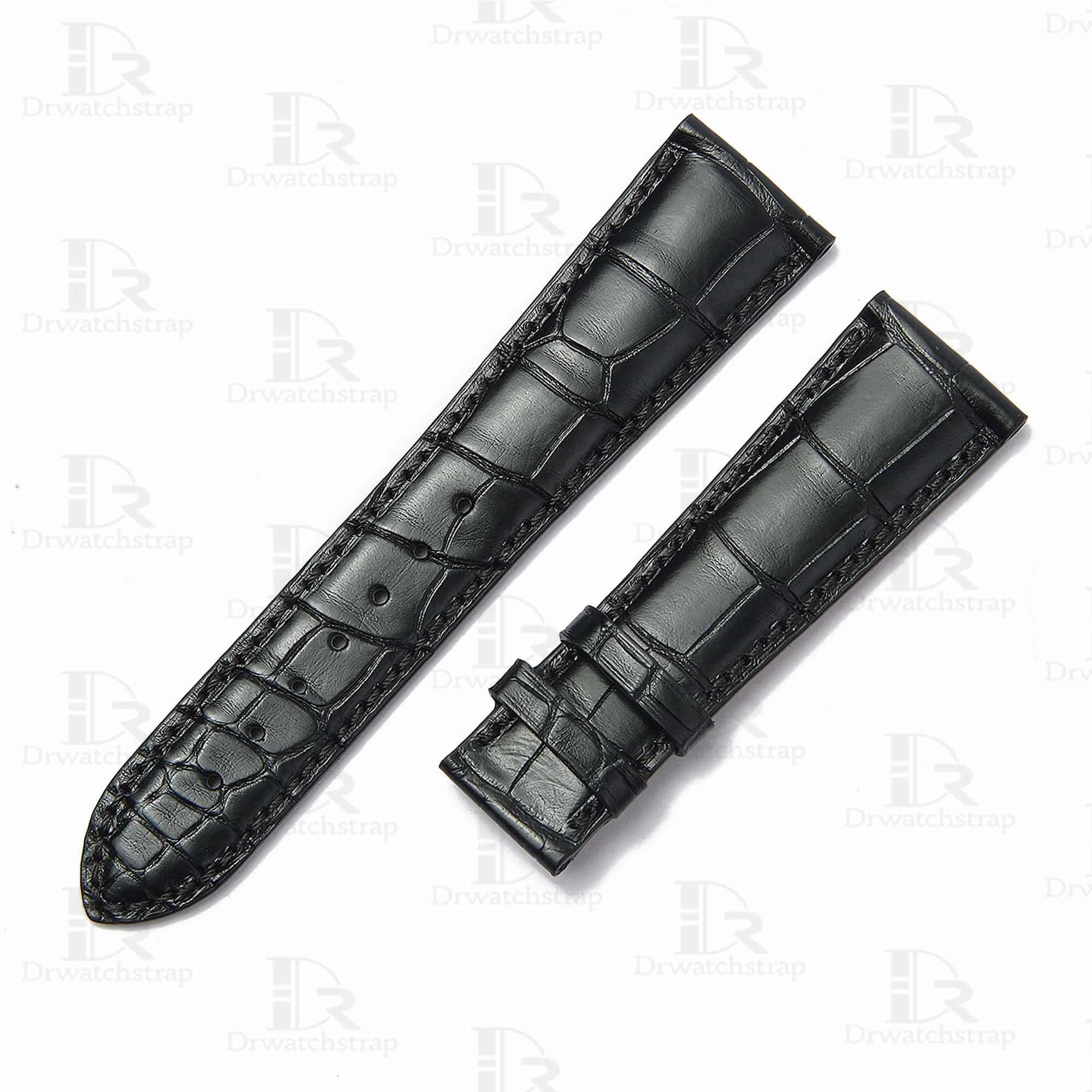 Buy Custom black Alligator leather watch strap for Grand Seiko band replacement watchband for sale