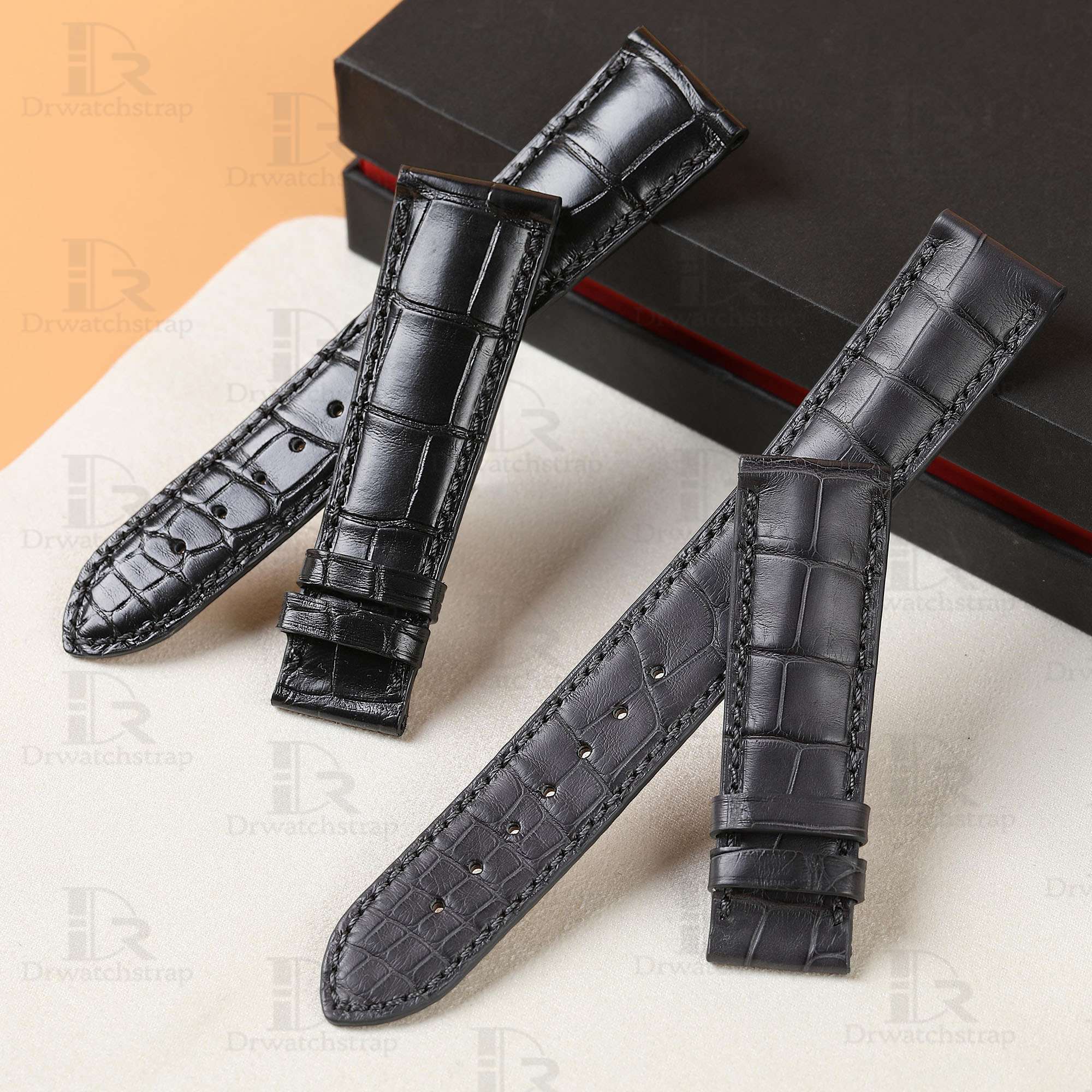 Buy Custom grey Alligator leather watch strap for Grand Seiko band replacement watchband for sale