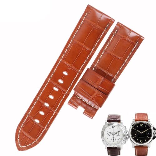 Genuine American Alligator Belly-scale Brown leather watch straps and watch bands 22mm 24mm 26mm replacement for Panerai Luminor Due, Radionir luxury watches from DR Watchstrap for sale at a low price - Shop the high-end quality crocodile strap and watch band
