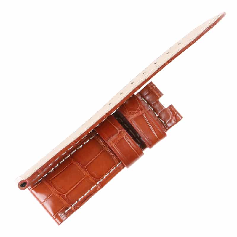 Genuine American Alligator Belly-scale Brown leather watch straps and watch bands 22mm 24mm 26mm replacement for Panerai Luminor Due, Radionir luxury watches from DR Watchstrap for sale at a low price - Shop the high-end quality crocodile strap and watch band