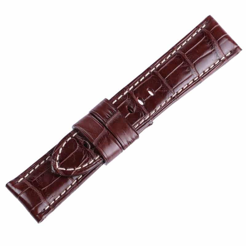 Genuine American Alligator Belly-scale Dark Brown leather watch straps and watch bands 22mm 24mm 26mm replacement for Panerai Luminor Due, Radionir luxury watches from DR Watchstrap for sale at a low price - Shop the high-end quality crocodile strap and watch band