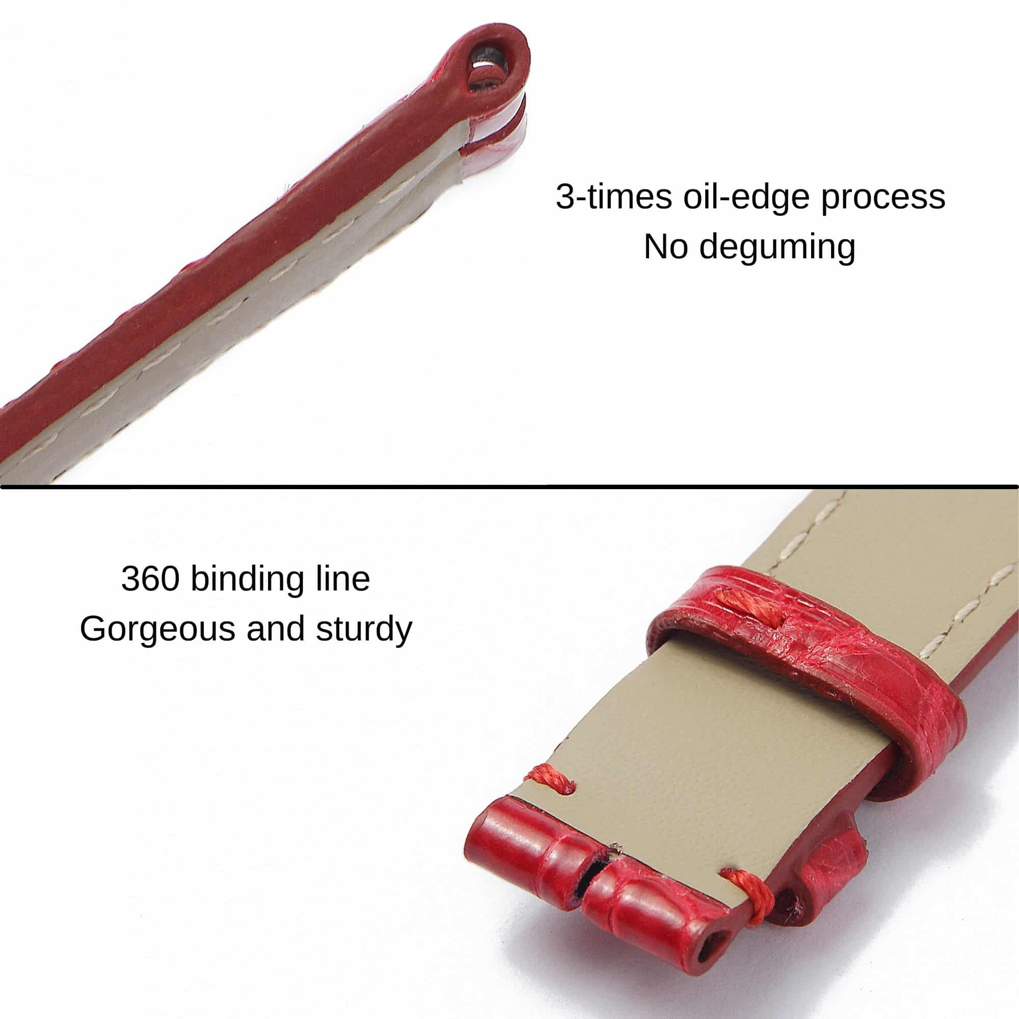 Replacement black red alligator leather strap for vintage Cartier vendome must de Cartier watch band (2)