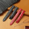 Replacement black red alligator leather strap for vintage Cartier baignoire allongée vendome must de Cartier watchband (1)