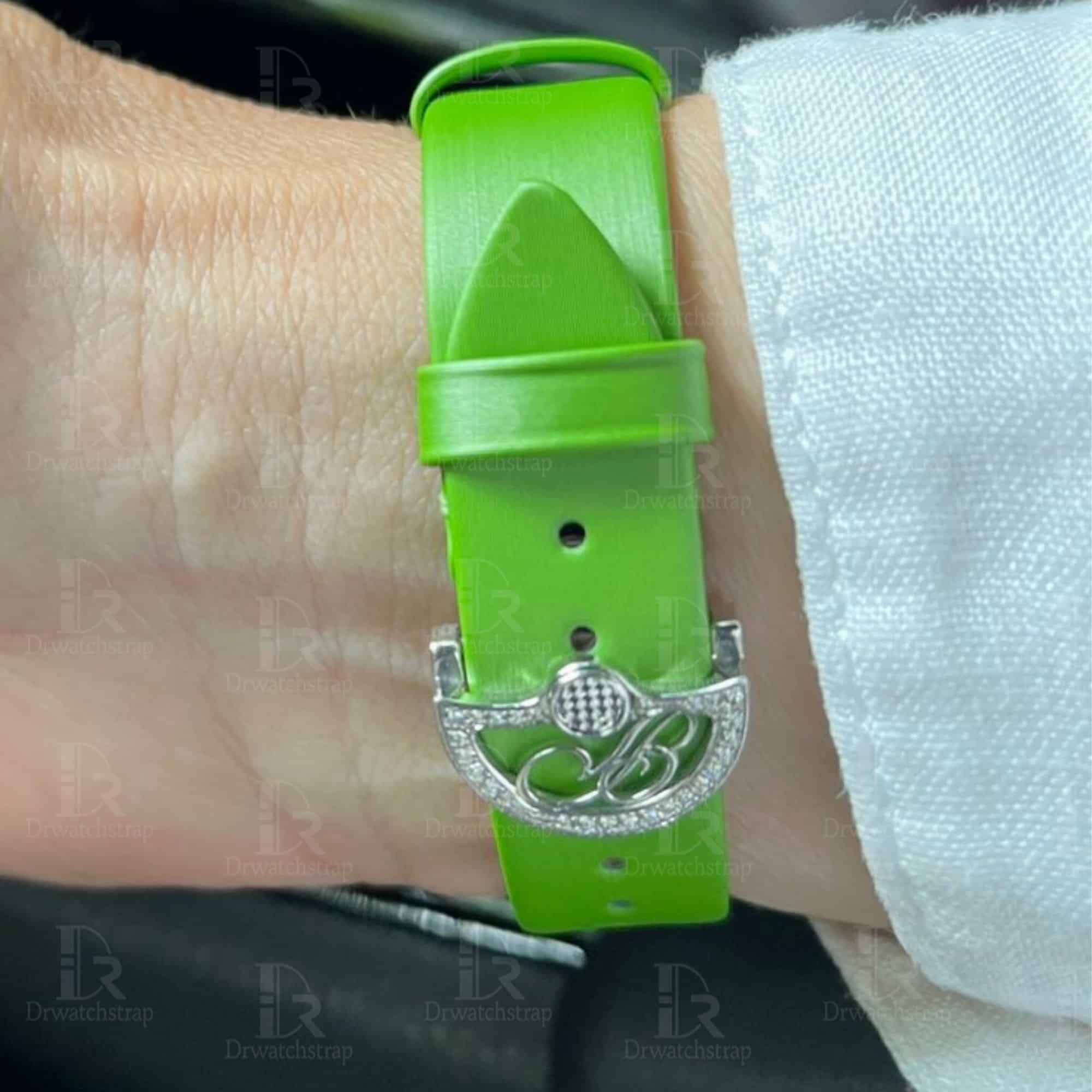 Replacement green satin leather watch band for Breguet Reine de Naples Ladies watch strap