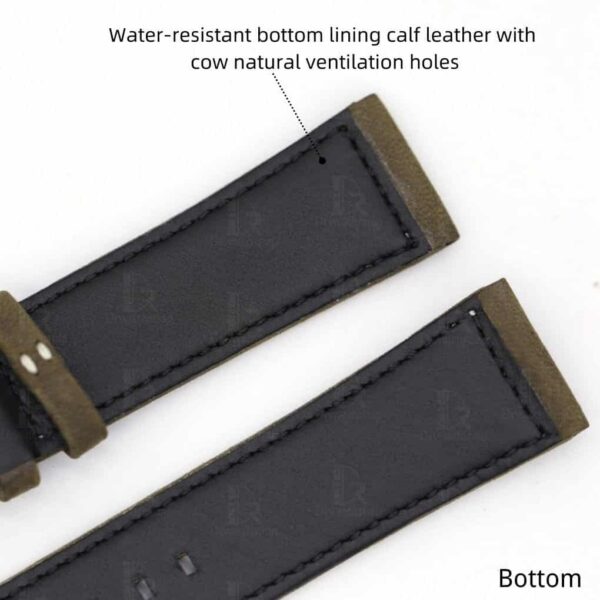 Aftermarket oliver green suede leather watchband for Zenith Heritage Pilot type 20 bronze 23mm strap for sale
