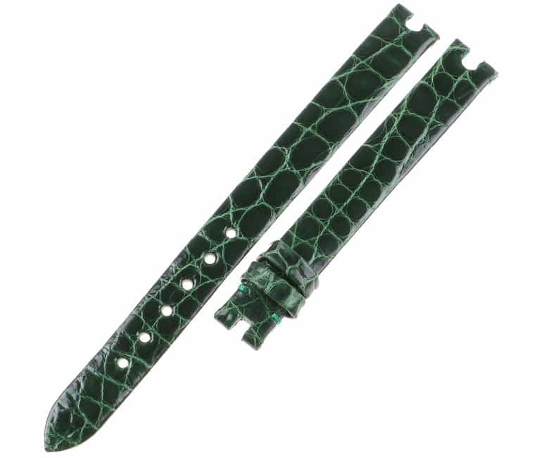 Green alligator leather strap for Chopard Happy Diamonds