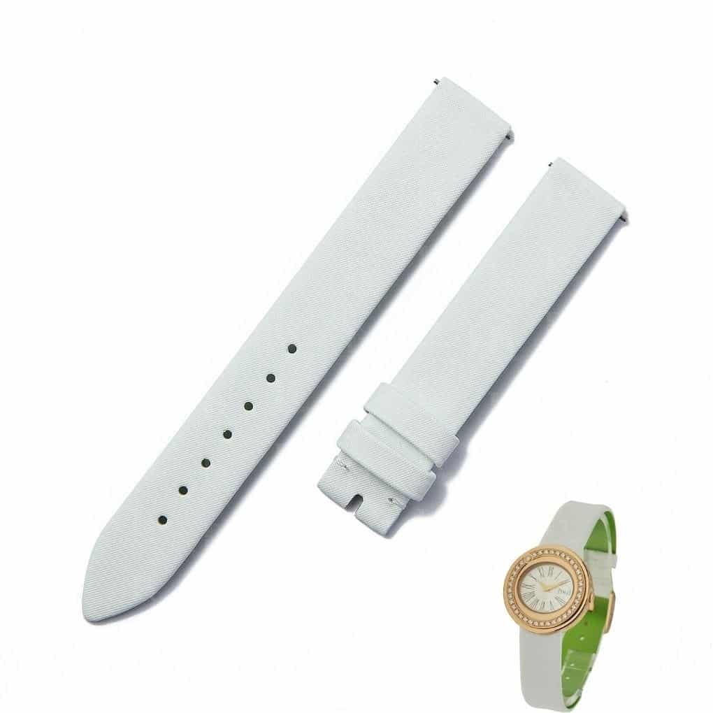 Replacement white satin leather watch strap for Piaget Possession diamond women custom band