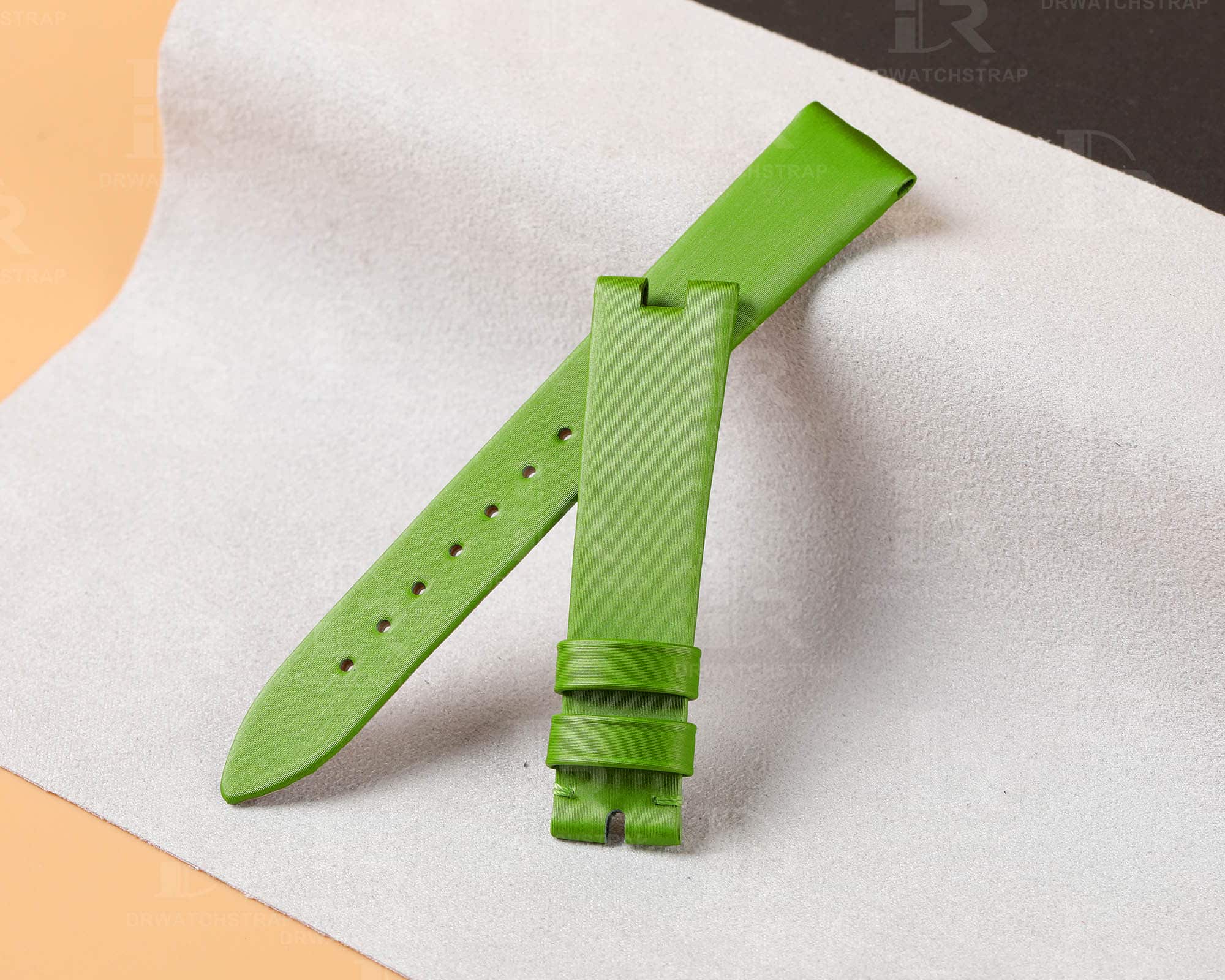 Custom handmade green satin watchband replacement for Breguet Queen Of Naples straps