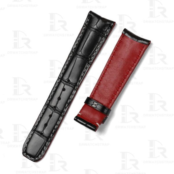 Buy custom baume mercier Black leather watch strap 18mm 19mm 21mm 22mm handmade for sale (2)
