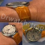 Aftermarket black alligator leather strap for Cartier Ballon Bleu de watch band
