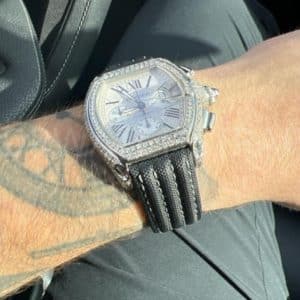 custom Cartier Roadster orange alligator watch strap