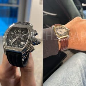 custom Cartier Roadster orange alligator watch strap