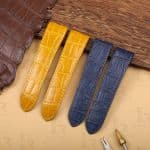 Handmade brown blue alligator leather watchband for Cartier Santos 100 strap