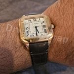 Custom Orange Epsom Leather watch strap for Cartier Santos Large 40mm and Medium 35mm