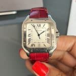 Custom black velcro strap for Cartier Santos de Large watch band for sale (2)