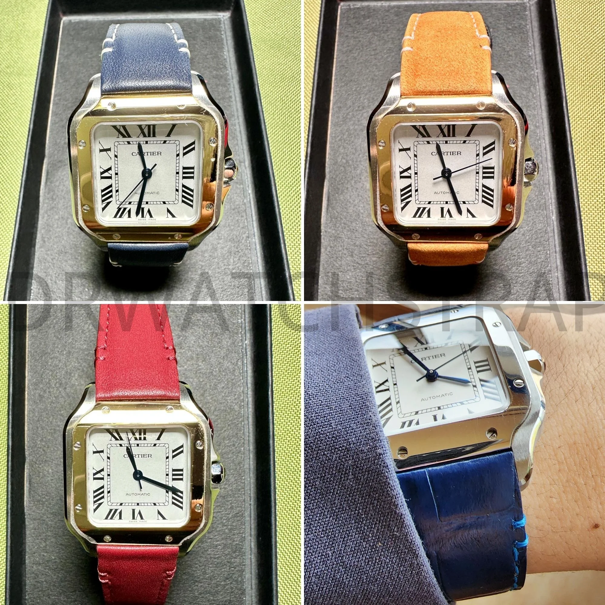 Cartier Santos red yellow blue leather strap