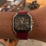 Cartier Santos Medium 35mm with Blue alligator replacement watch band from drwatchstrap (2)